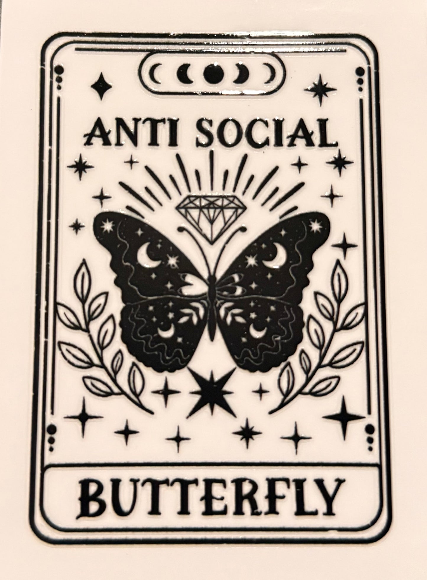 Anti social butterfly decal