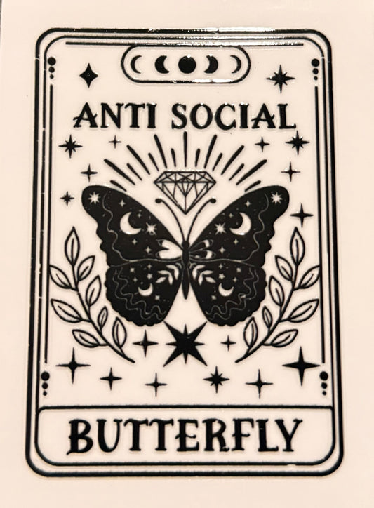 Anti social butterfly decal